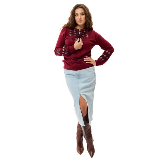 Кофта-вышиванка Мэри, бордовая, Цвет: Бордовый , Размер: 36-40, изображение 4