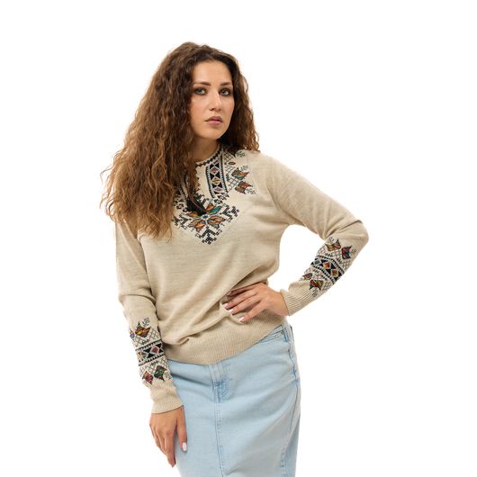 Кофта-вишиванка Мері, молочна, Колір: Молочний , Розмір: 42-48, зображення 2