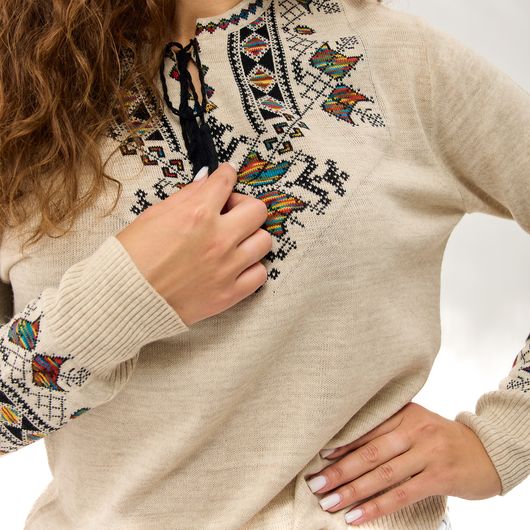 Кофта-вышиванка Мэри, молочная, Цвет: Молочный , Размер: 36-40, изображение 3