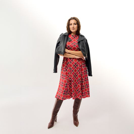 Платье Нотки Парижа, красное, Цвет: Красный , Размер: XL