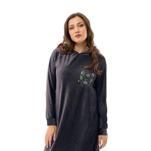 Сукня Оксамитовий дотик, графіт, Колір: Графіт, Розмір: 56-58, зображення 3