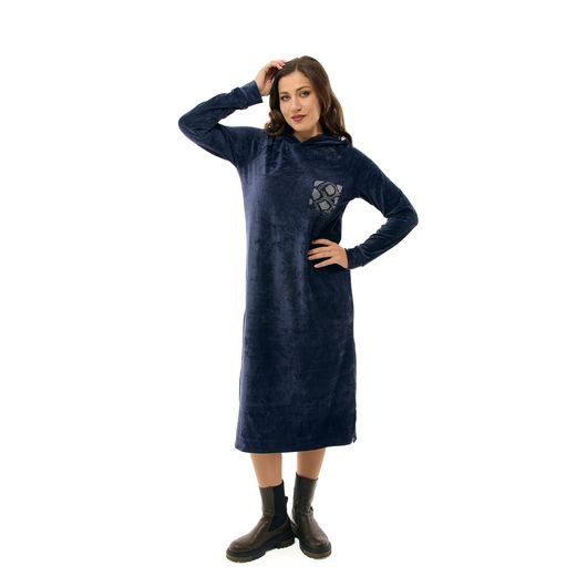 Платье Бархатное прикосновение, синее, Цвет: Синий, Размер: 44-46