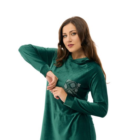 Платье Бархатное прикосновение, зеленое, Цвет: Зеленый, Размер: 56-58, изображение 4