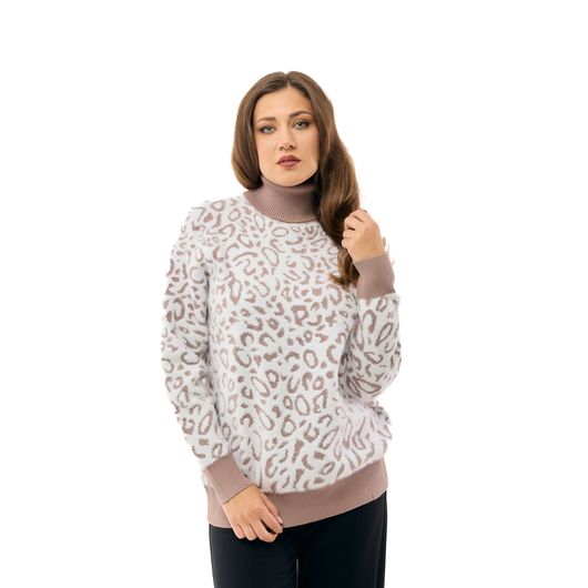 Джемпер Ксения, леопард бежевый, Дизайн: Леопард бежевый , Размер: 52, изображение 3