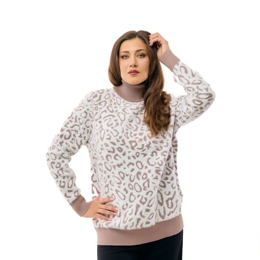 Джемпер Ксенія, леопард бежевий, Дизайн: Леопард бежевий , Розмір: 50, зображення 4