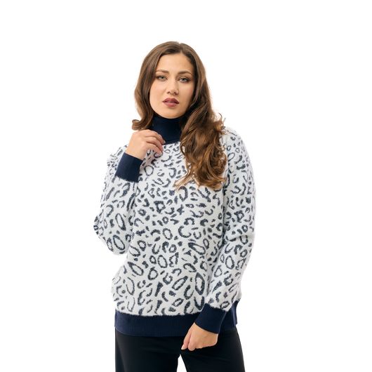 Джемпер Ксения, леопард серый, Дизайн: Леопард синий , Размер: 50