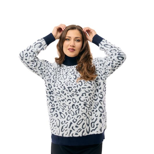 Джемпер Ксения, леопард серый, Дизайн: Леопард синий , Размер: 50, изображение 3