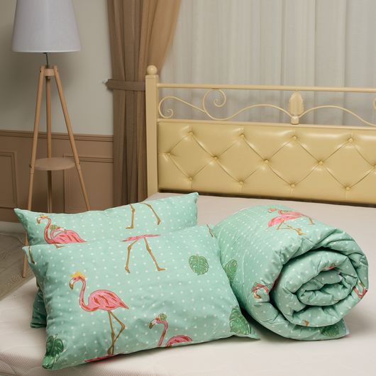 Комплект для сна Сладкие Мечты Фламинго, Цвет комплекта: Фламинго , Размер: Евро , Размер наволочки: 70*70, изображение 3