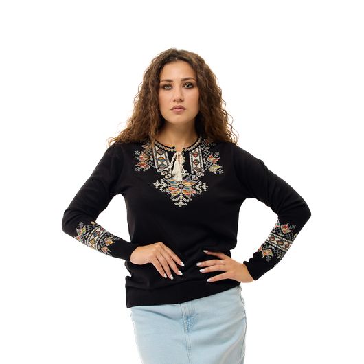 Кофта-вышиванка Мэри, черная, Цвет: Черный, Размер: 50-58