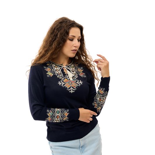 Кофта-вышиванка Мэри, синяя, Цвет: Синий, Размер: 50-58, изображение 2