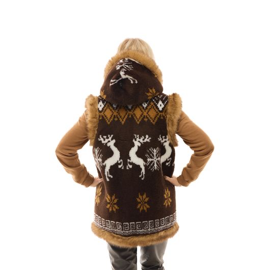 Жилет Марічка, з капюшоном, коричневий, Колір: Коричневий, Дизайн: З капюшоном , Розмір одягу : 38, зображення 2