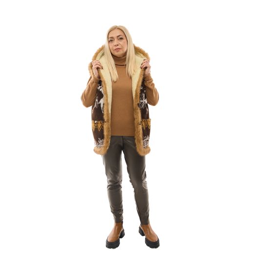 Жилет Марічка, з капюшоном, коричневий, Колір: Коричневий, Дизайн: З капюшоном , Розмір одягу : 38, зображення 6