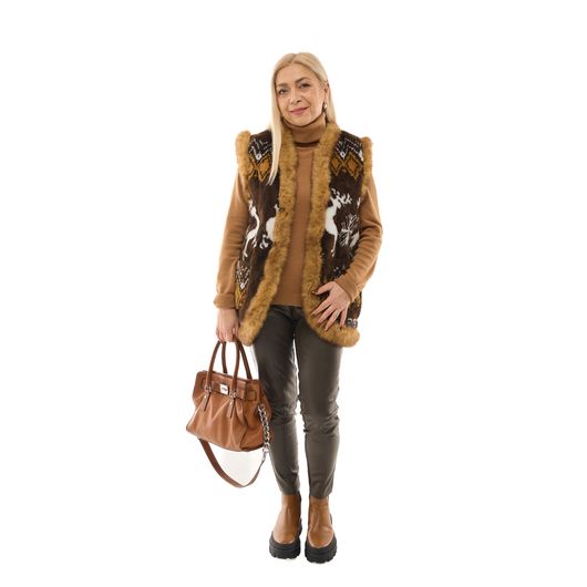 Жилет Маричка, без капюшона, коричневый, Цвет: Коричневый, Дизайн: Без капюшона , Размер одежды : 48, изображение 5