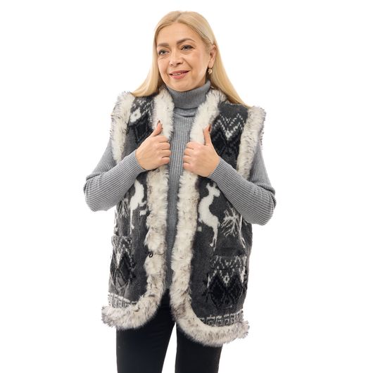 Жилет Марічка, без капюшона, сірий, Колір: Сірий, Дизайн: Без капюшона , Розмір одягу : 48