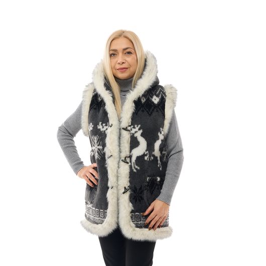 Жилет Марічка, з капюшоном, сірий, Колір: Сірий, Дизайн: З капюшоном , Розмір одягу : 50, зображення 4