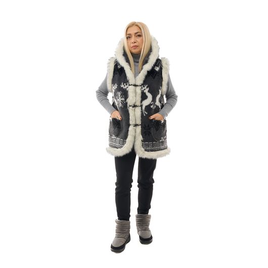 Жилет Маричка, с капюшоном, серый, Цвет: Серый , Дизайн: С капюшоном , Размер одежды : 38, изображение 4