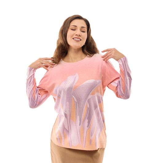 Джемпер Алиса, каллы, оранжевый, Цвет: Оранжевый , Дизайн: Каллы , Размер: 48, изображение 2