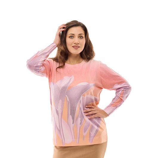 Джемпер Алиса, каллы, оранжевый, Цвет: Оранжевый , Дизайн: Каллы , Размер: 52, изображение 5