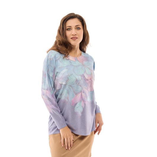 Джемпер Аліса, фіалки, бузковий, Колір:  Бузковий, Дизайн: Фіалки , Розмір: 48, зображення 5