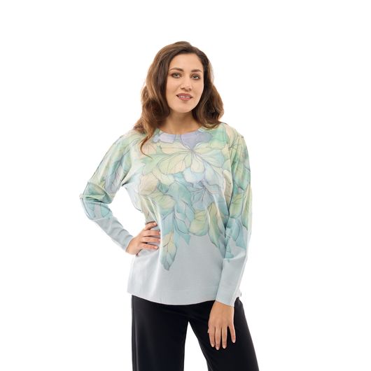 Джемпер Алиса, фиалки, серый, Цвет: Серый , Дизайн: Фиалки , Размер: 52, изображение 4