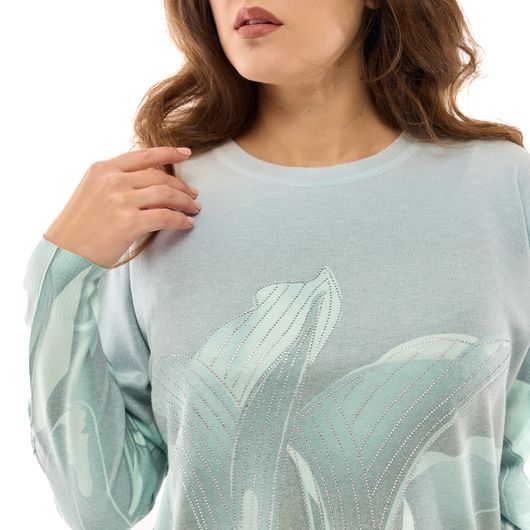 Джемпер Алиса, каллы, салатовый, Цвет: Салатовый, Дизайн: Каллы , Размер: 46, изображение 2