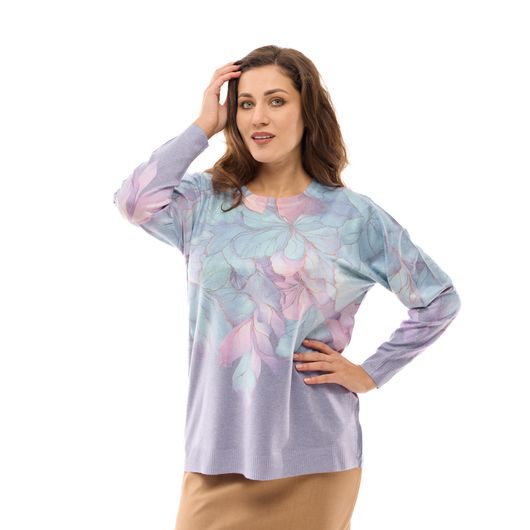 Джемпер Аліса, фіалки, бузковий, Колір:  Бузковий, Дизайн: Фіалки , Розмір: 48, зображення 7