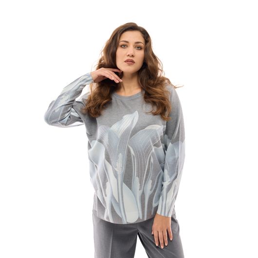 Джемпер Алиса, каллы, серый, Цвет: Серый , Дизайн: Каллы , Размер: 52, изображение 6