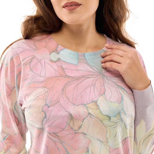 Джемпер Аліса, фіалки, блакитний, Колір:  Блакитний, Дизайн: Фіалки , Розмір: 46, зображення 2