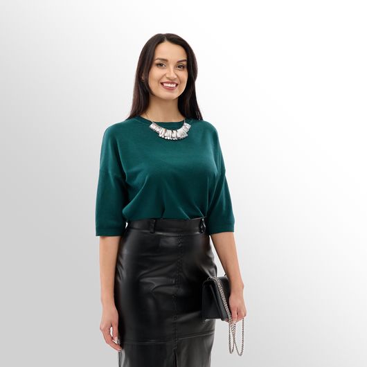 Джемпер Мелания, темно-зеленый, Цвет: Темно-зеленый , Размер: 48