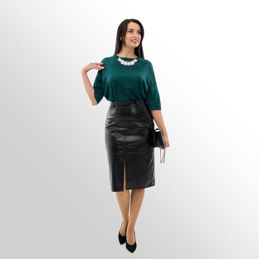 Джемпер Меланія, темно-зелений, Колір: Темно-зелений, Розмір: 50, зображення 4