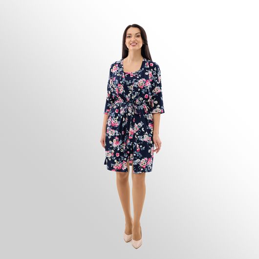 Халат Шерон, темно-синій, Колір: Темно синій, Розмір: XS, зображення 2