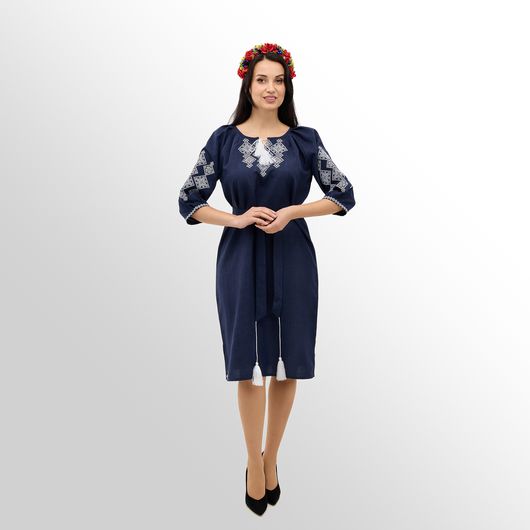 Сукня Роксолана міді, темно синя, Колір: Темно синій, Розмір: 52