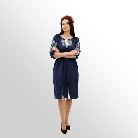 Сукня Роксолана міді, темно синя, Колір: Темно синій, Розмір: 52, зображення 2