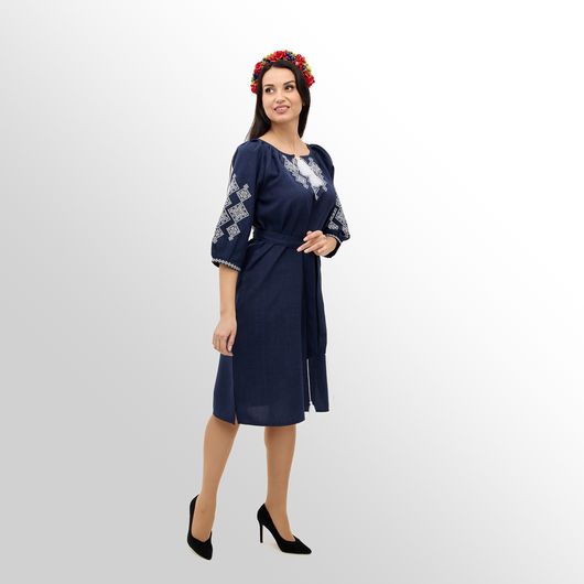 Платье Роксолана миди, темно синее, Цвет: Темно-синий , Размер: 58, изображение 3