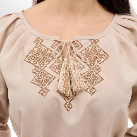 Платье Роксолана миди, бежевое, Цвет: Бежевый , Размер: 48, изображение 6