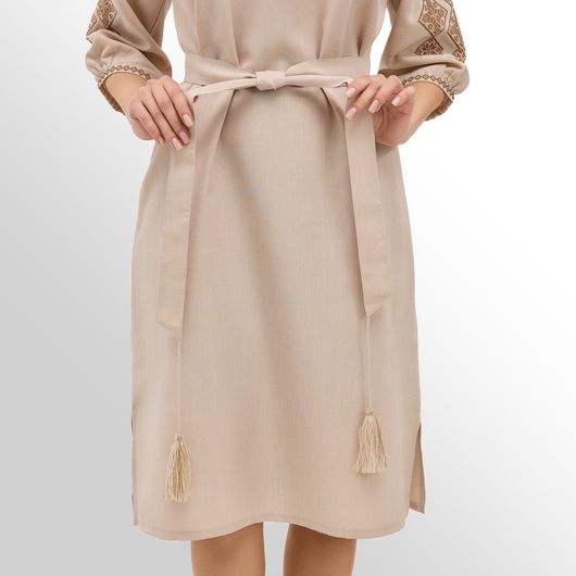 Платье Роксолана миди, бежевое, Цвет: Бежевый , Размер: 48, изображение 9