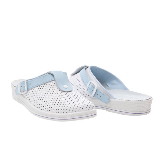 Сабо Симона, белые с голубым декором, Цвет: Белые с голубым декором, Размер: 36, изображение 3