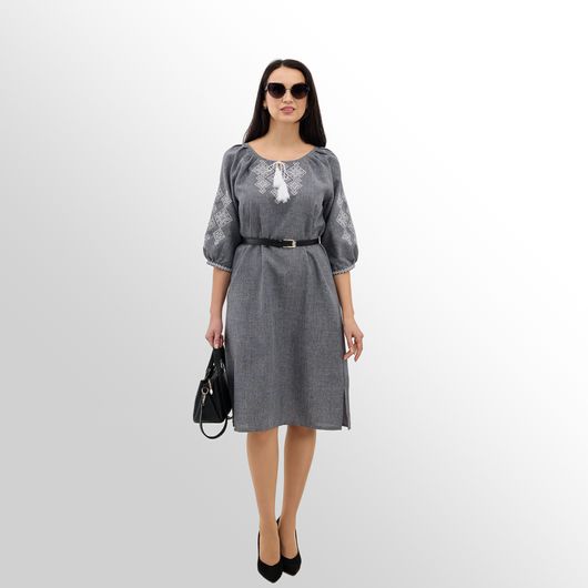Платье Роксолана миди, серое, Цвет: Серый , Размер: 48, изображение 6