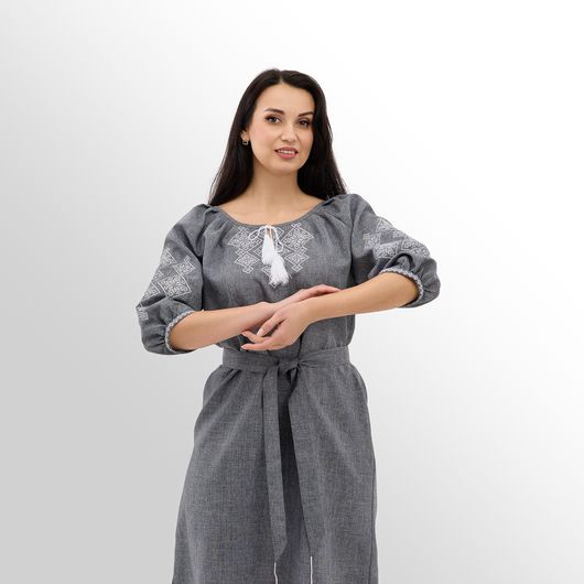 Платье Роксолана миди, серое, Цвет: Серый , Размер: 48, изображение 9