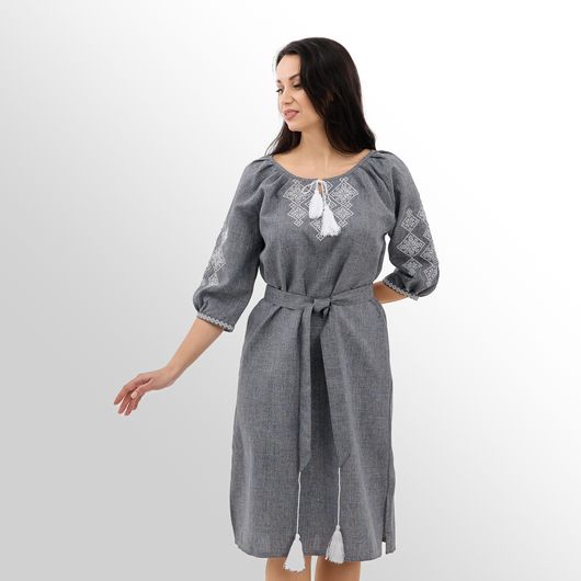 Платье Роксолана миди, серое, Цвет: Серый , Размер: 48, изображение 2