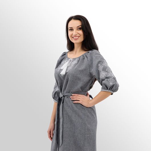 Платье Роксолана миди, серое, Цвет: Серый , Размер: 48, изображение 10