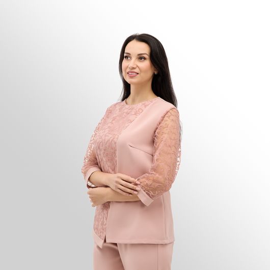 Колекція Модерн Тріо, пудрова, Колір: Пудровий , Дизайн: Блуза , Розмір: 50, зображення 4