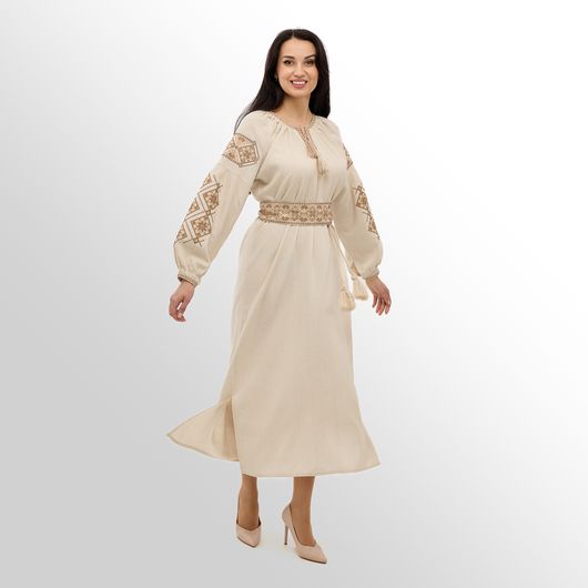 Сукня Роксолана максі, бежева, Колір: Бежевий , Розмір: XL, зображення 8