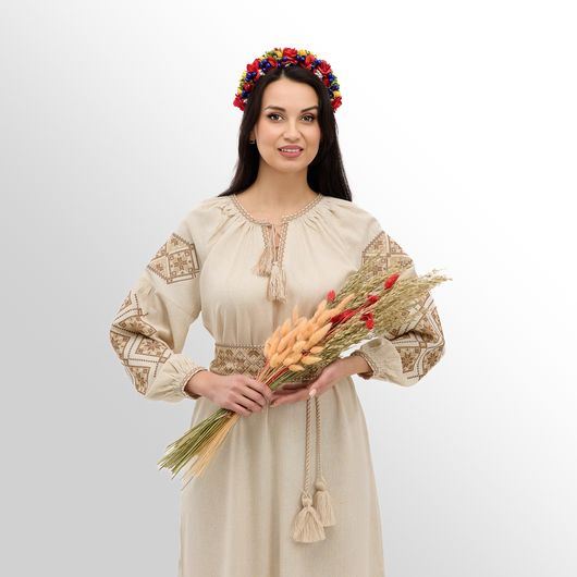 Платье Роксолана макси, бежевое, Цвет: Бежевый , Размер: 2XL, изображение 9