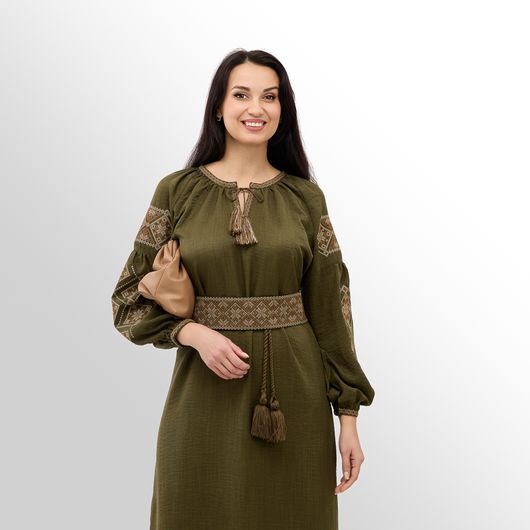 Платье Роксолана макси, хаки, Цвет: Хаки , Размер: 3XL, изображение 3