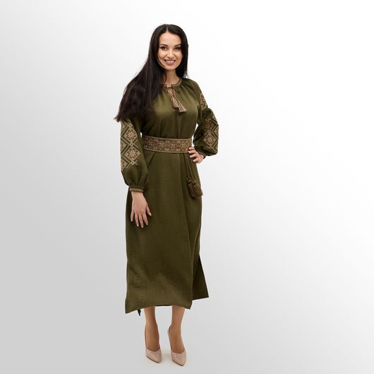 Платье Роксолана макси, хаки, Цвет: Хаки , Размер: L, изображение 7