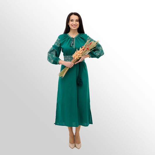 Платье Роксолана макси, изумрудное, Цвет: Изумрудный , Размер: XL