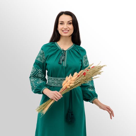 Платье Роксолана макси, изумрудное, Цвет: Изумрудный , Размер: L, изображение 2