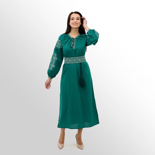 Платье Роксолана макси, изумрудное, Цвет: Изумрудный , Размер: 2XL, изображение 3