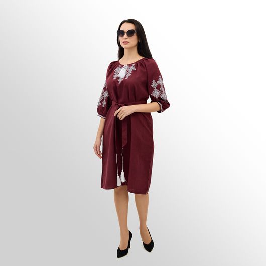Платье Роксолана миди, бордовое, Цвет: Бордовый , Размер: 58, изображение 2
